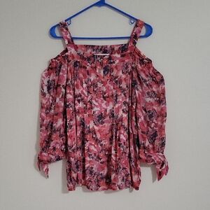 Juniper + Lime  Floral Cold Shoulder Top